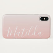 Gepersonaliseerde naam Ombre Peach roze plain Case-Mate iPhone Case (Achterkant (horizontaal))