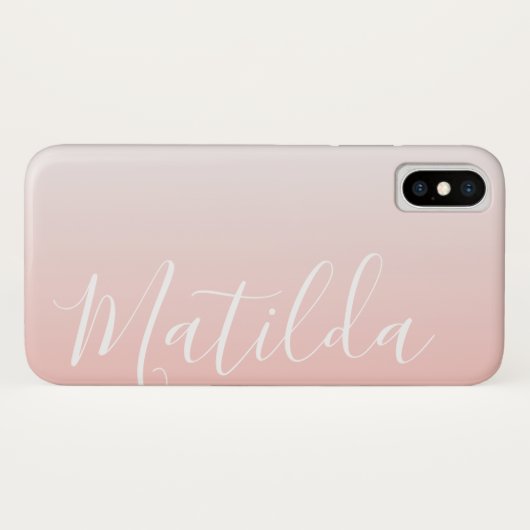 Gepersonaliseerde naam Ombre Peach roze plain Case-Mate iPhone Case (Achterkant (horizontaal))