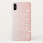 Gepersonaliseerde naam Ombre Peach roze plain Case-Mate iPhone Case (Achterkant)