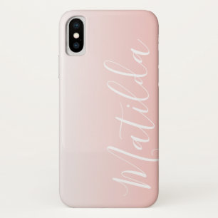 Gepersonaliseerde naam Ombre Peach roze plain Case-Mate iPhone Case