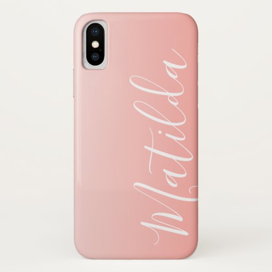 Gepersonaliseerde naam Ombre Peach roze plain Case-Mate iPhone Case (Achterkant)