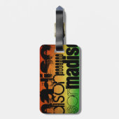 Gepersonaliseerde naam op Neon Sinaasappel Geel &  Bagagelabel (Achterkant verticaal)