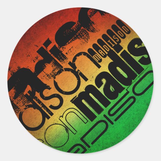 Gepersonaliseerde naam op Neon Sinaasappel Geel &  Ronde Sticker (Voorkant)