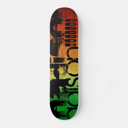 Gepersonaliseerde naam op Neon Sinaasappel Geel &  Skateboard (Voorkant)