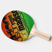 Gepersonaliseerde naam op Neon Sinaasappel Geel &  Tafeltennisbatje (Zijkant)