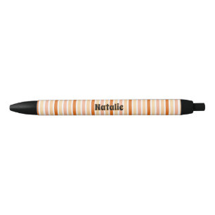 Gepersonaliseerde naam ORANJE LIJN STREPEN Zwarte Inkt Pen