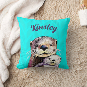Gepersonaliseerde naam Ottly Delightful Otter Kussen