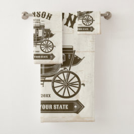 Gepersonaliseerde NAAM Oud Western Stagecoach Carr Bad Handdoek