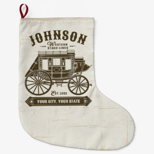 Gepersonaliseerde NAAM Oud Western Stagecoach Carr Grote Kerstsok