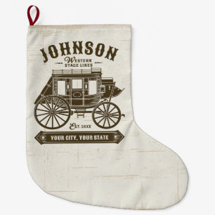 Gepersonaliseerde NAAM Oud Western Stagecoach Carr Grote Kerstsok