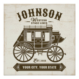 Gepersonaliseerde NAAM Oud Western Stagecoach Carr Perfect Poster