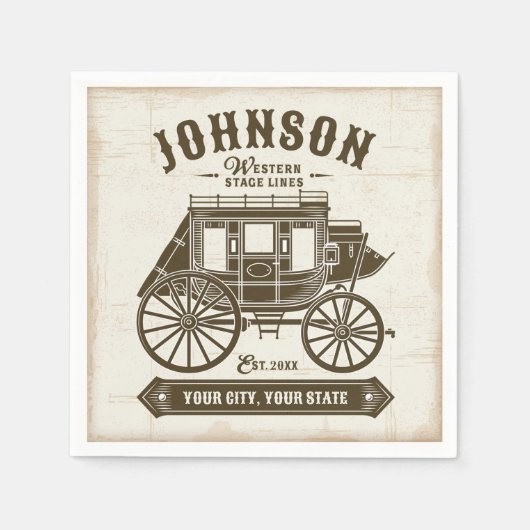 Gepersonaliseerde NAAM Oud Western Stagecoach Carr Servet (Voorkant)