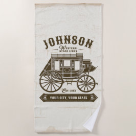 Gepersonaliseerde NAAM Oud Western Stagecoach Carr Strandlaken