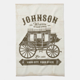Gepersonaliseerde NAAM Oud Western Stagecoach Carr Theedoek