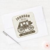 Gepersonaliseerde NAAM Oud Western Stagecoach Carr Vierkante Sticker (Envelop)