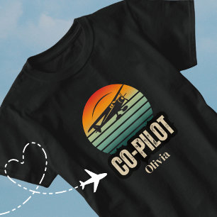 Gepersonaliseerde Naam Paar Matching PILOT Sunset T-shirt