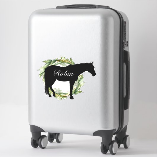 Gepersonaliseerde naam paard silhouet sticker (Koffer)