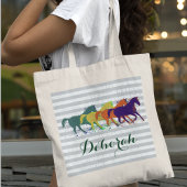 Gepersonaliseerde naam paarden tote bag