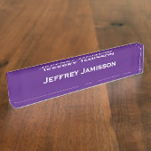 Gepersonaliseerde naam Paarse en witte acryl Naambordje (Zijkant)