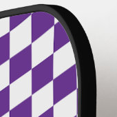 Gepersonaliseerde Naam paarse en witte Checker Pat Pickleball Paddle (Links Detail)
