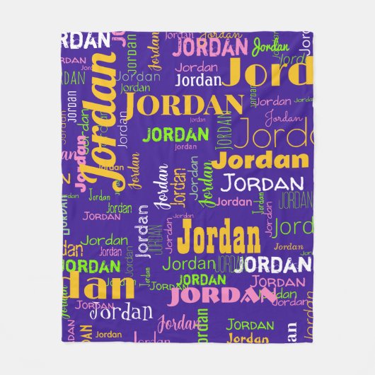 Gepersonaliseerde naam Paarse geel groene retro kl Fleece Deken (Voorkant)