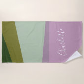 Gepersonaliseerde Naam Paarse Groene Bachelorette  Strandlaken (Voorkant)