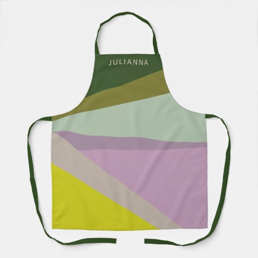 Gepersonaliseerde Naam Paarse Groene Keuken Chef M Schort (Voorkant)