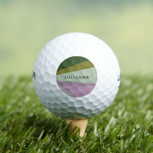 Gepersonaliseerde Naam Paarse Groene Unieke Golfer Golfballen (Insitu Shirt)