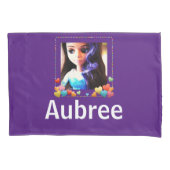 Gepersonaliseerde naam Paarse pop met bedtijd gebe Kussensloop (Voorkant)