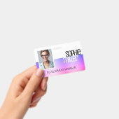 Gepersonaliseerde naam Paarse Roze Gradient Trendy Badge (Handheld)