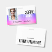 Gepersonaliseerde naam Paarse Roze Gradient Trendy Badge (Voor- en achterkant)