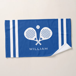 Gepersonaliseerde naam Padel Tennis Blue Stripes Handdoek