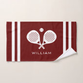 Gepersonaliseerde naam Padel Tennis Dark Red Strip Handdoek (Handdoek)