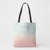 Gepersonaliseerde naam Pastel Mint Peach Waterverf Tote Bag (Voorkant)