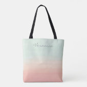 Gepersonaliseerde naam Pastel Mint Peach Waterverf Tote Bag (Achterkant)