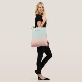Gepersonaliseerde naam Pastel Mint Peach Waterverf Tote Bag (Op model)