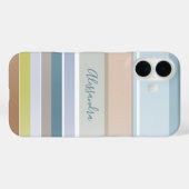 Gepersonaliseerde naam Pastel Stripes Modern Blue Case-Mate iPhone Case (Achterkant (horizontaal))
