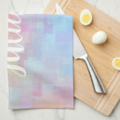 Gepersonaliseerde naam Pastel Waterverf Soft Pink Theedoek (Quarter Fold)