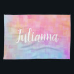 Gepersonaliseerde naam Pastel Waterverf Soft Pink Theedoek<br><div class="desc">Verfris uw keuken met deze gepersonaliseerde pastel waterverf keukenhanddoek met een zacht, kunstzinnig mengsel van roze, blauw en perzikkleuren. De elegante scriptnaam voegt een aangepast tintje toe, waardoor het een perfect cadeau is voor housewarmings, verjaardagen of iedereen die houdt van een stijlvolle en functionele inrichting. Een mooie manier om kleur...</div>