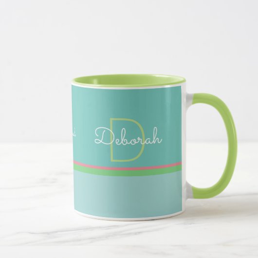 gepersonaliseerde naam pastelkleuren . monogram mok (Rechts)