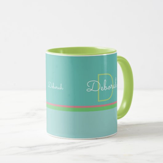 gepersonaliseerde naam pastelkleuren . monogram mok (Voorkant rechts)