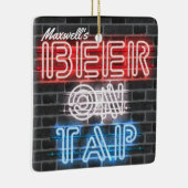 Gepersonaliseerde naam Patriottic Beer Sign Brewer Keramisch Ornament (Rechts)