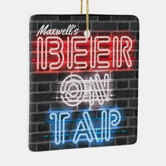 Gepersonaliseerde naam Patriottic Beer Sign Brewer Keramisch Ornament (Rechts)