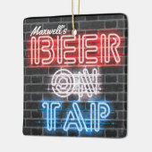 Gepersonaliseerde naam Patriottic Beer Sign Brewer Keramisch Ornament (Links)