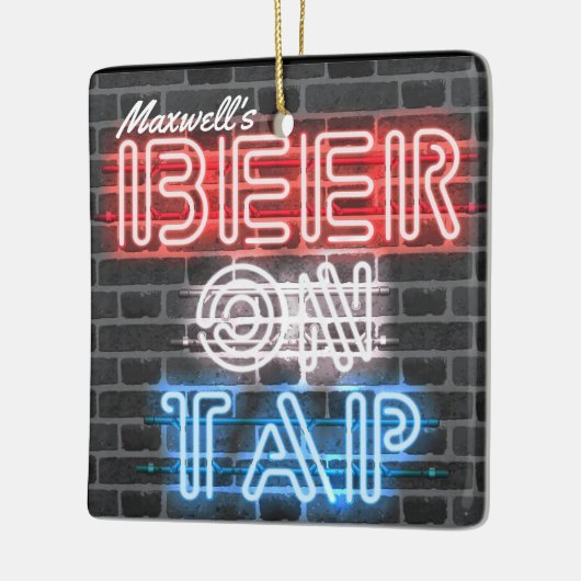 Gepersonaliseerde naam Patriottic Beer Sign Brewer Keramisch Ornament (Links)