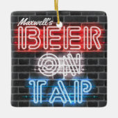 Gepersonaliseerde naam Patriottic Beer Sign Brewer Keramisch Ornament (Voorkant)