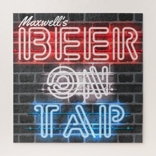 Gepersonaliseerde naam Patriottic Beer Sign Brewer Legpuzzel (Verticaal)