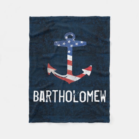 Gepersonaliseerde naam  Patriottisch USA Anchor Fleece Deken (Voorkant)