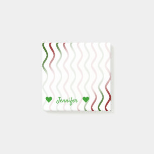 Gepersonaliseerde naam + Patroon rode en groene Wa Post-it® Notes