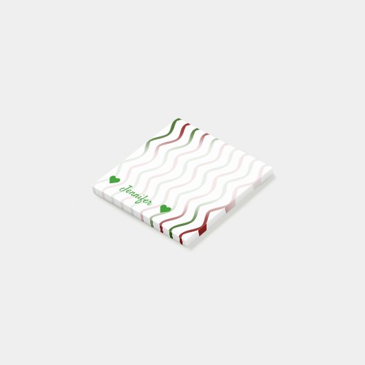 Gepersonaliseerde naam + Patroon rode en groene Wa Post-it® Notes (Schuin)